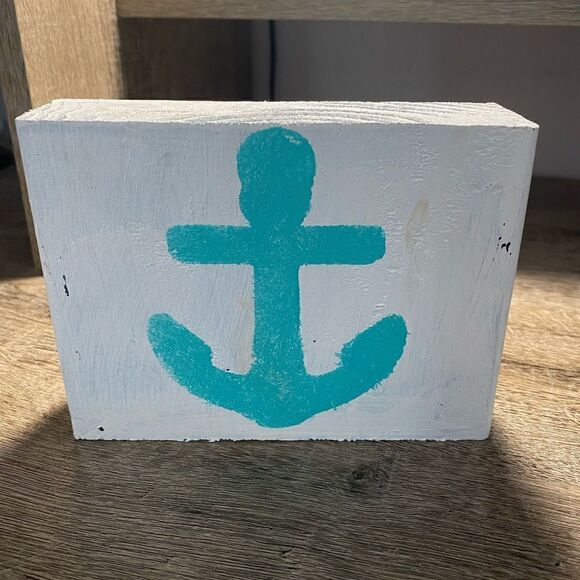 Home Decor ⚓️- wood Anchor 2 sides blue and black - Picture 3 of 5